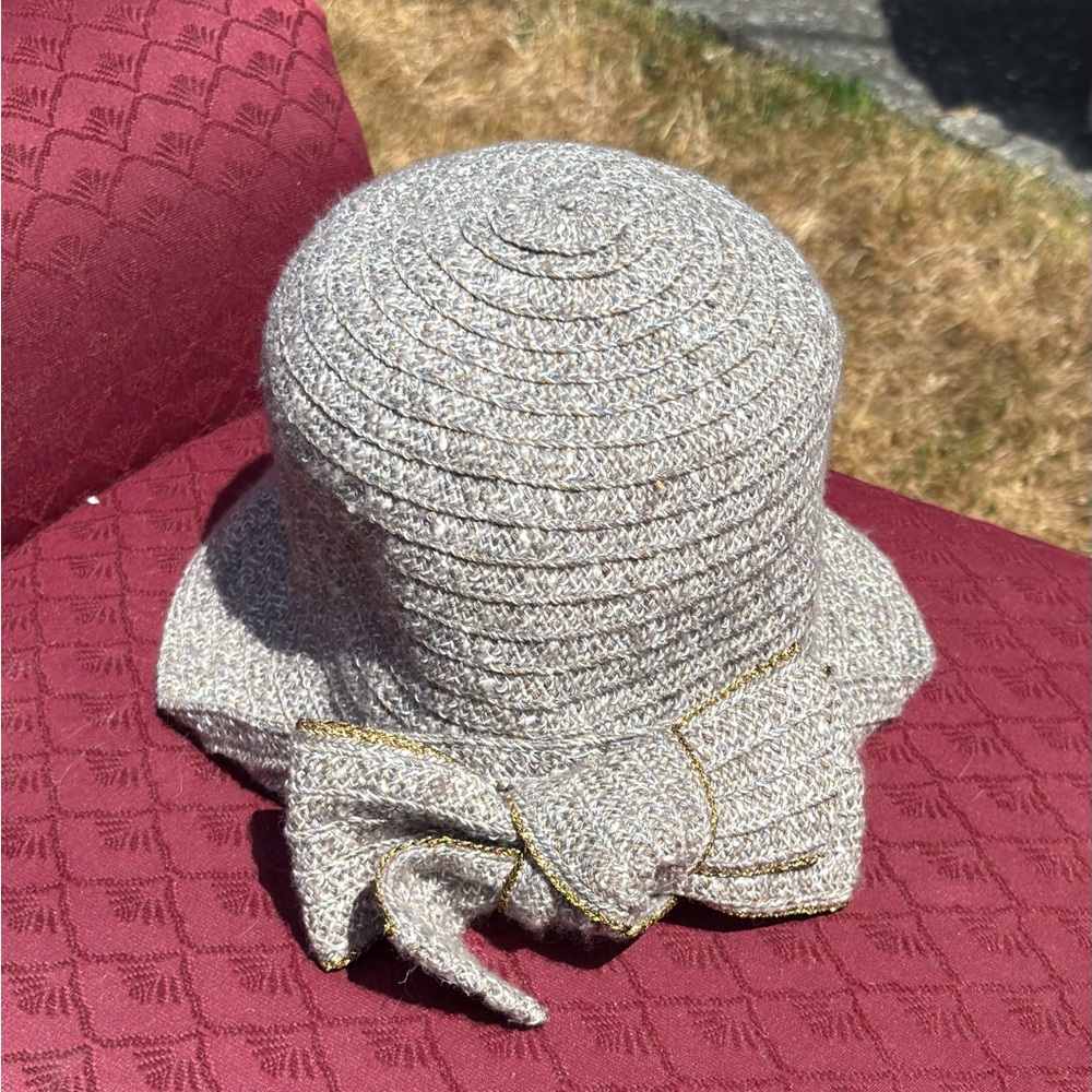 Elegant Neutral khaki/grey Women's Hat with Bow